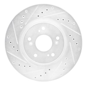 Acura NSX Brake Rotor (1) - Rear Left - R1 Concepts - Drilled & Slotted - Silver - `97-`05